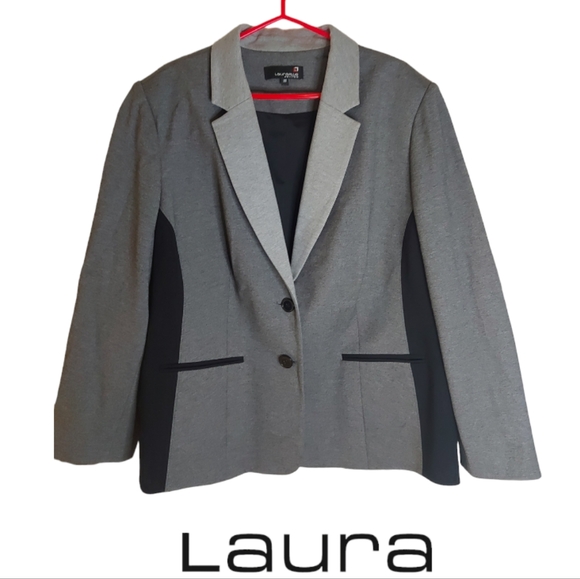 laura Jackets & Blazers - Laura Petites Plus Grey & Black Jacket Blazer